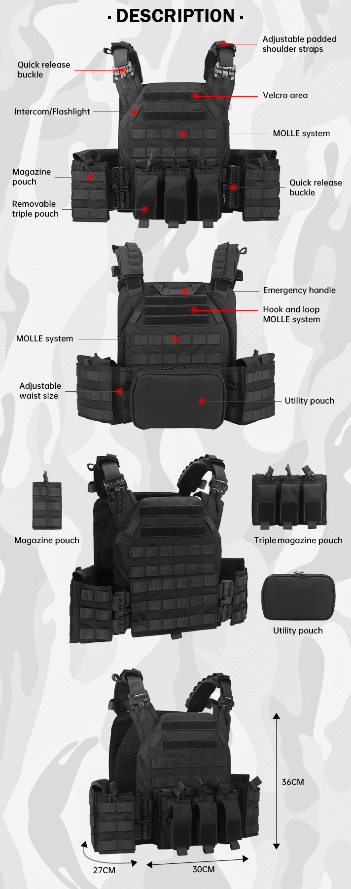 Plate Carrier Tactical Vest CAV2222