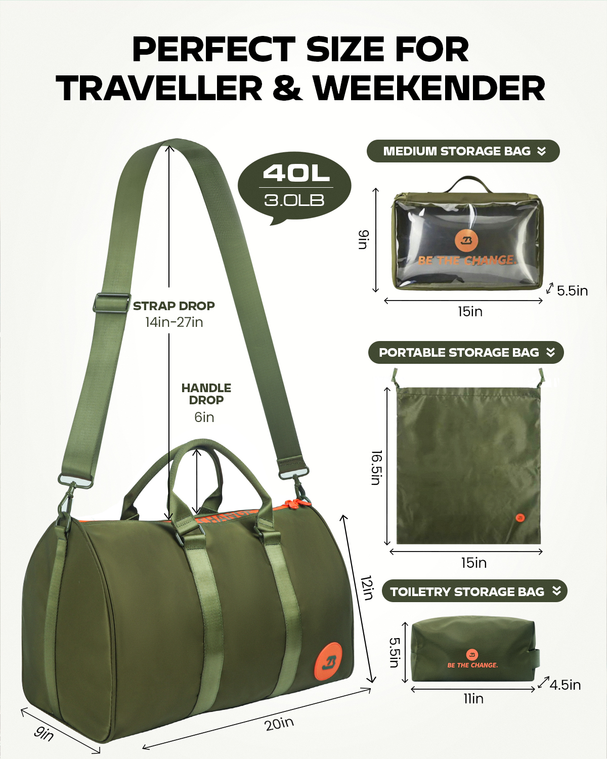 Waterproof Duffle Bag Set ISB-004 Army Green