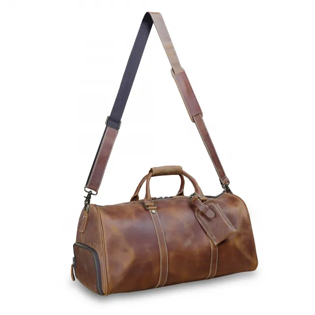 Crazy Horse Leather Duffle Bag OEMBS44-Brown