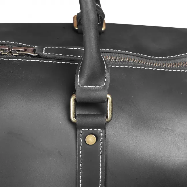 Crazy Horse Leather Travel Bag OEMBS44-Black