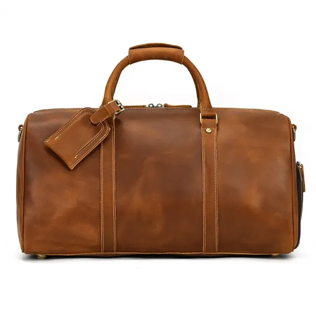 Crazy Horse Leather Duffle Bag OEMBS44-Brown